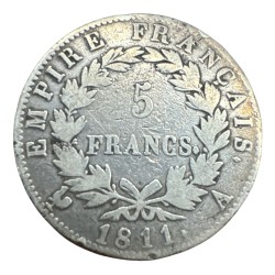 5 Francs Napoléon empereur - 1811 A Paris - B/TB 2