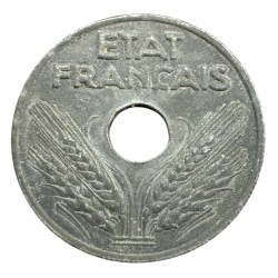 20 Centimes État Français - 1944 - zinc - Type 20 - TTB 2