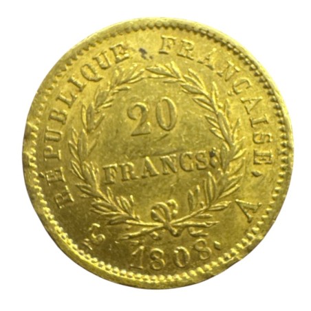 Napoléon empereur - 20 Francs Or - 1808 A Paris - TTB+