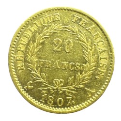 Napoléon empereur - 20 Francs Or - 1807 A Paris - TB/TB+ 2