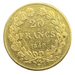 Louis philippe I - 20 Francs Or - 1840 A Paris - Tête laurée - TTB 2
