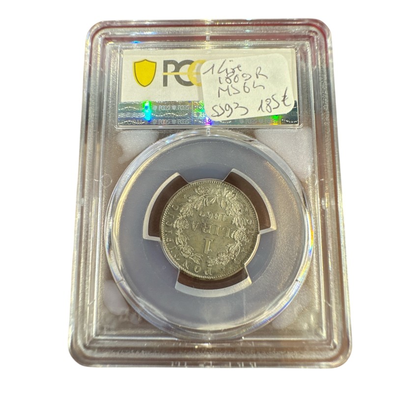 Vatican - 1 Lire 1869 R Rome - argent - PCGS MS64