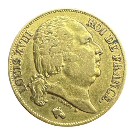 Louis XVIII - 20 Francs Or - 1824 A Paris - Buste nu - TB+