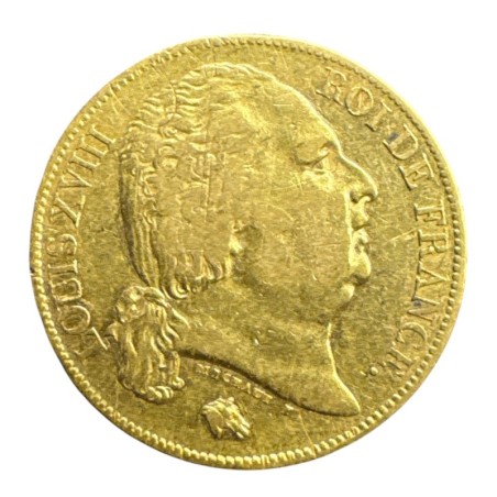 Louis XVIII - 20 Francs Or - 1822 A Paris - Buste nu - TB+