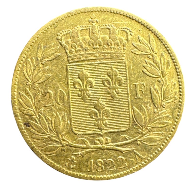 Louis XVIII - 20 Francs Or - 1822 A Paris - Buste nu - TB+