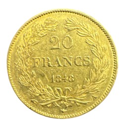 Louis philippe I - 20 Francs Or - 1848 A Paris - Tête laurée - TTB+ 2