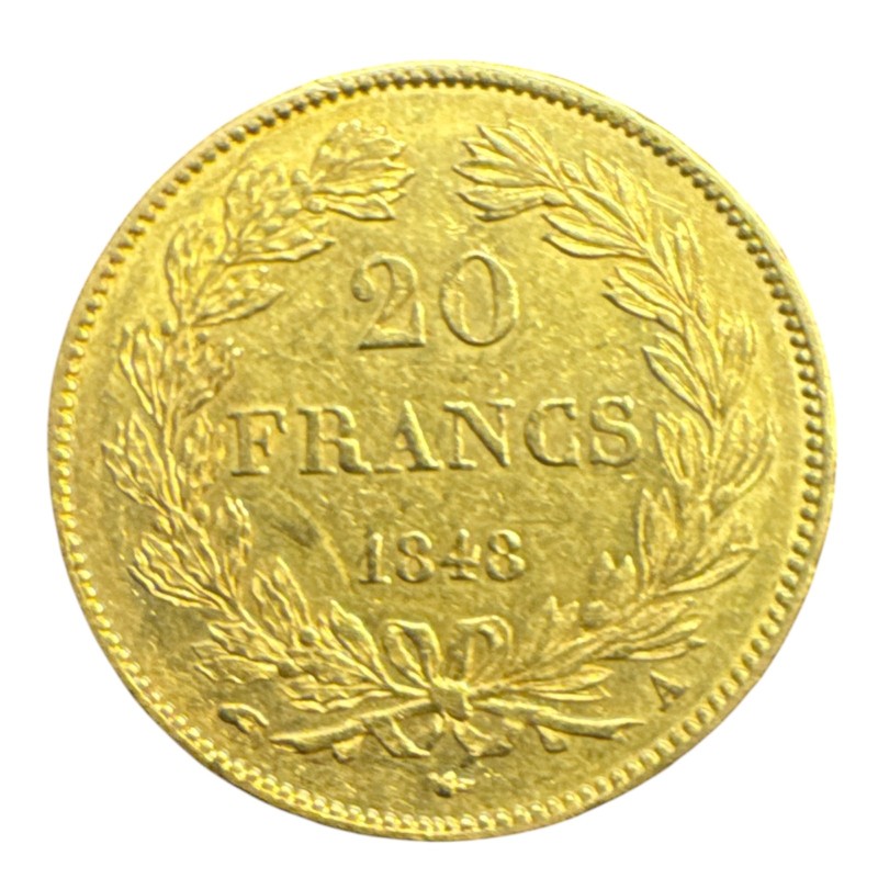 Louis philippe I - 20 Francs Or - 1848 A Paris - Tête laurée - TTB+