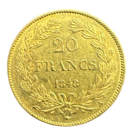 Louis philippe I - 20 Francs Or - 1848 A Paris - Tête laurée - TTB+