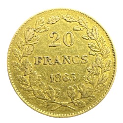 Belgique - 20 Francs 1865 - Léopold I 2
