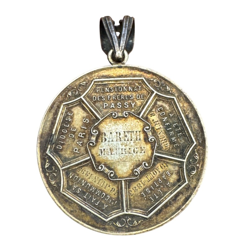 Médaille - Pensionnat de passy - gravée 1883-1895 - métal argenté - 41mm