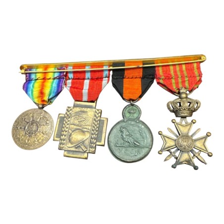 Belgique - Barette 4 Médailles - 1914-1918 - ordonnance