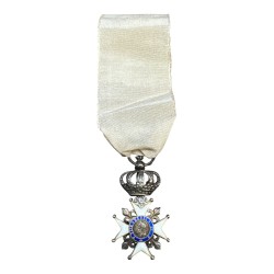 Orde du lys - avec Henri IV et Louis XVIII - croix couronné - en argent - 35x19mm