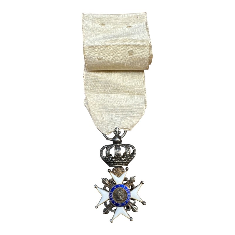 Orde du lys - avec Henri IV et Louis XVIII - croix couronné - en argent - 35x19mm