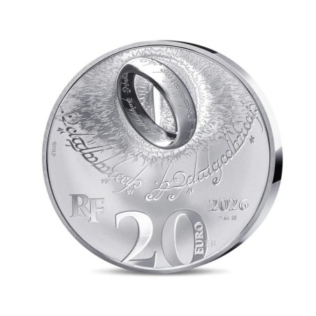 20 Euro 2026 - L'anneau Unique - Le Seigneur des anneaux - argent BE