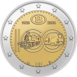 Coincard - 2 Euro Belgique 2026 - 100 ans chemin de fer Belges 2
