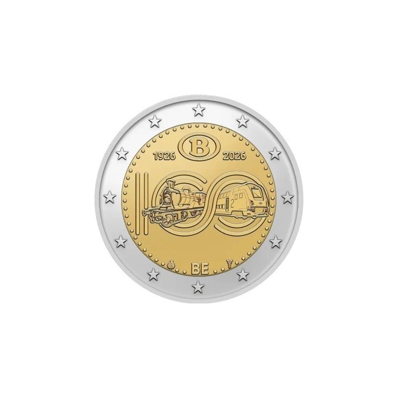 Coincard - 2 Euro Belgique 2026 - 100 ans chemin de fer Belges