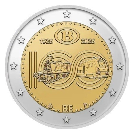 Coincard - 2 Euro Belgique 2026 - 100 ans chemin de fer Belges