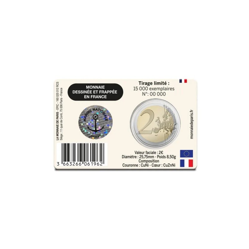 2 Euro 2026 - 400 ans de la marine nationale - brillant universel - en coincard