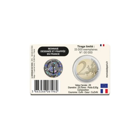 2 Euro 2026 - 400 ans de la marine nationale - brillant universel - en coincard