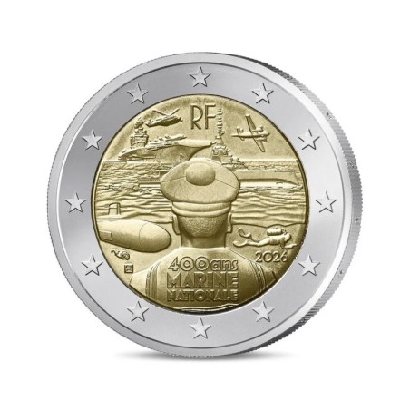 2 Euro 2026 - 400 ans de la marine nationale - brillant universel - en coincard