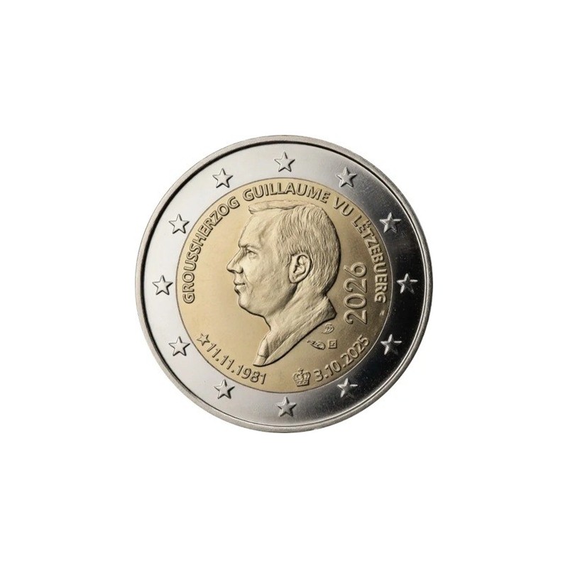 Luxembourg - 2 Euro 2026 coincard - accession au trône du grand-duc Guillaume et son 45e anniversaire