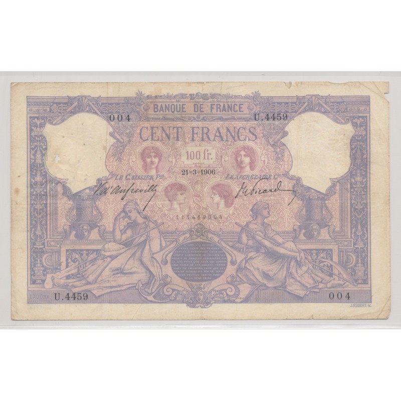100 Francs Bleu et rose - 21.03.1906