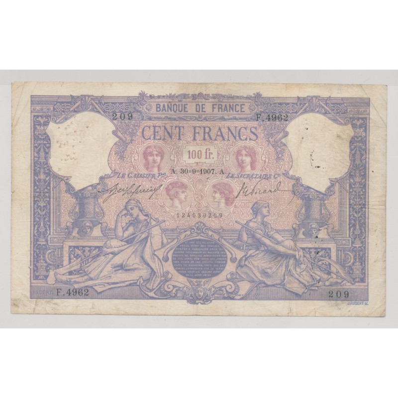 100 Francs Bleu et rose - 30.09.1907