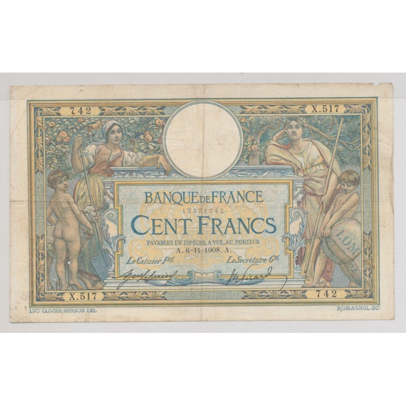 100 Francs L.O.M - 6.11.1908