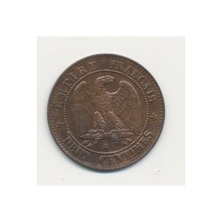 2 centimes Napoléon III - 1854 BB Strasbourg - Tête nue