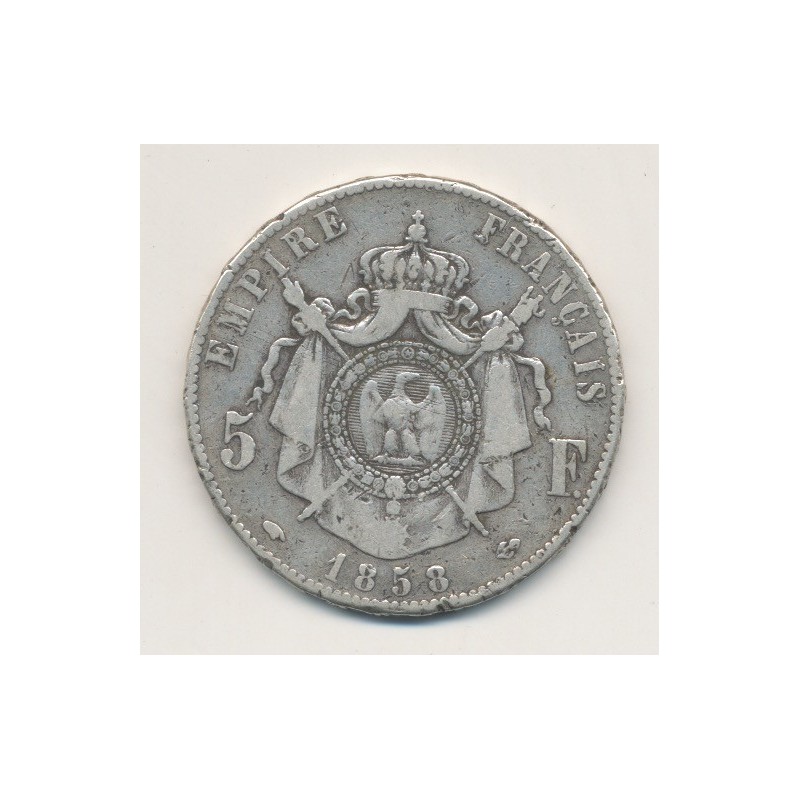 5 Francs Napoléon III - 1858 A Paris - Tête nue