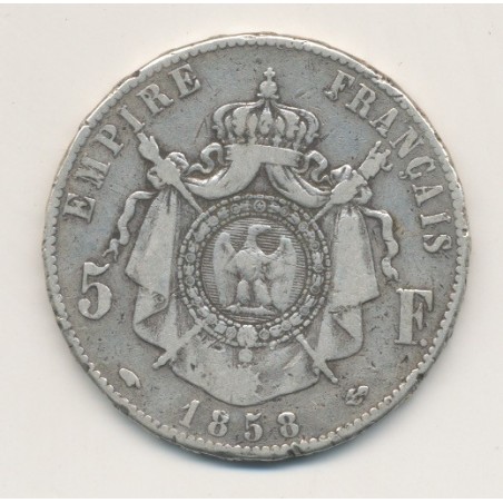 5 Francs Napoléon III - 1858 A Paris - Tête nue