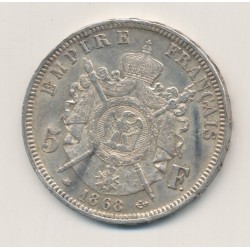 5 Francs Napoléon III - 1868 A Paris - Tête laurée 2