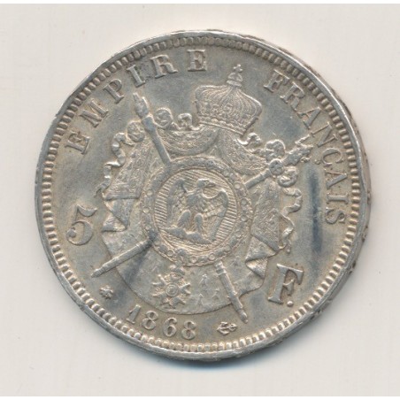 5 Francs Napoléon III - 1868 A Paris - Tête laurée