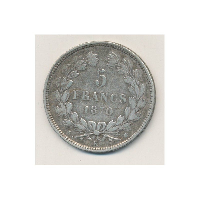 5 Francs Cérès - 1870 K Bordeaux - sans légende