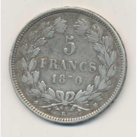 5 Francs Cérès - 1870 K Bordeaux - sans légende