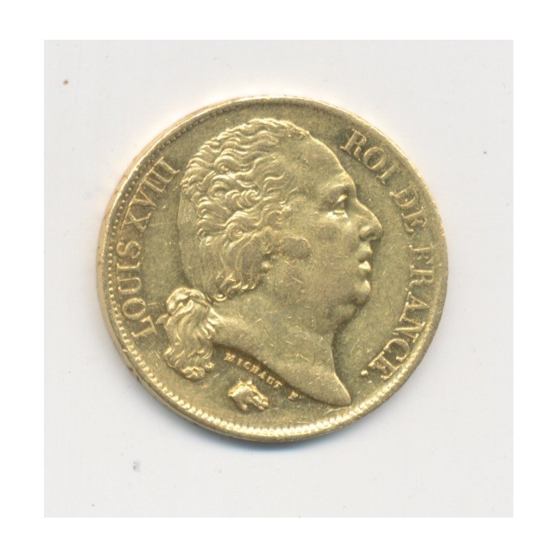 Louis XVIII - 20 Francs Or - 1820 Q Perpignan - Buste nu