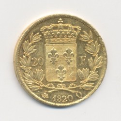 Louis XVIII - 20 Francs Or - 1820 Q Perpignan - Buste nu 2