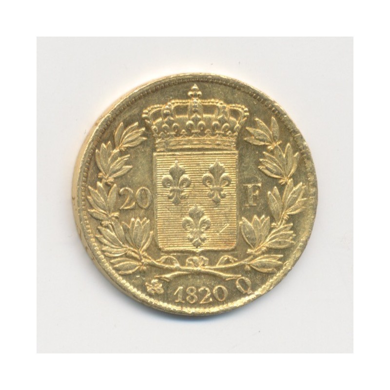 Louis XVIII - 20 Francs Or - 1820 Q Perpignan - Buste nu