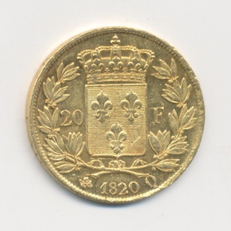 Louis XVIII - 20 Francs Or - 1820 Q Perpignan - Buste nu