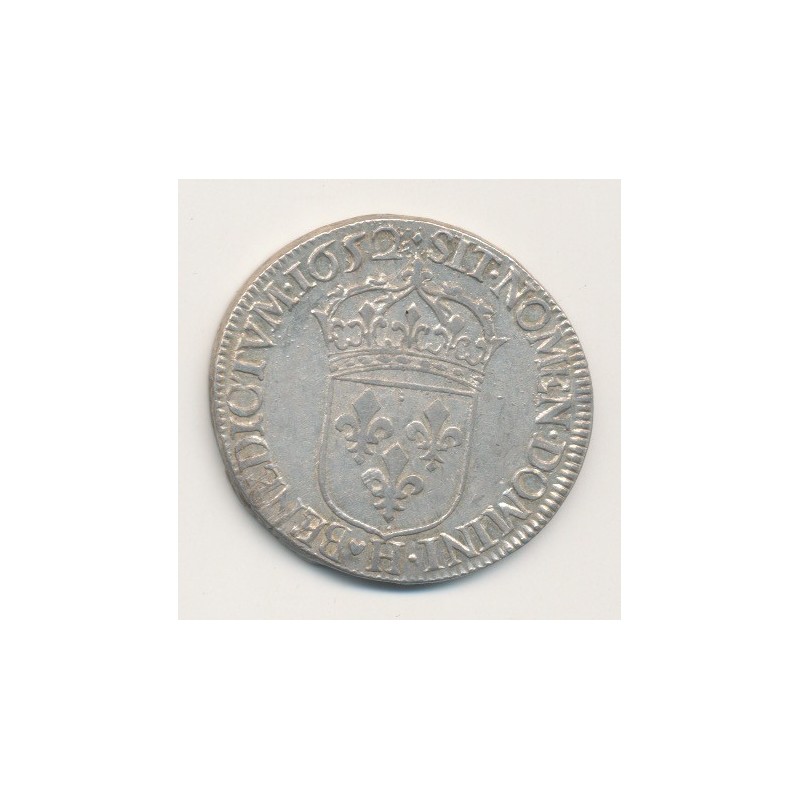 Louis XIV - 1/2 écu mèche longue - 1652 H La Rochelle