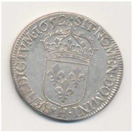 Louis XIV - 1/2 écu mèche longue - 1652 H La Rochelle