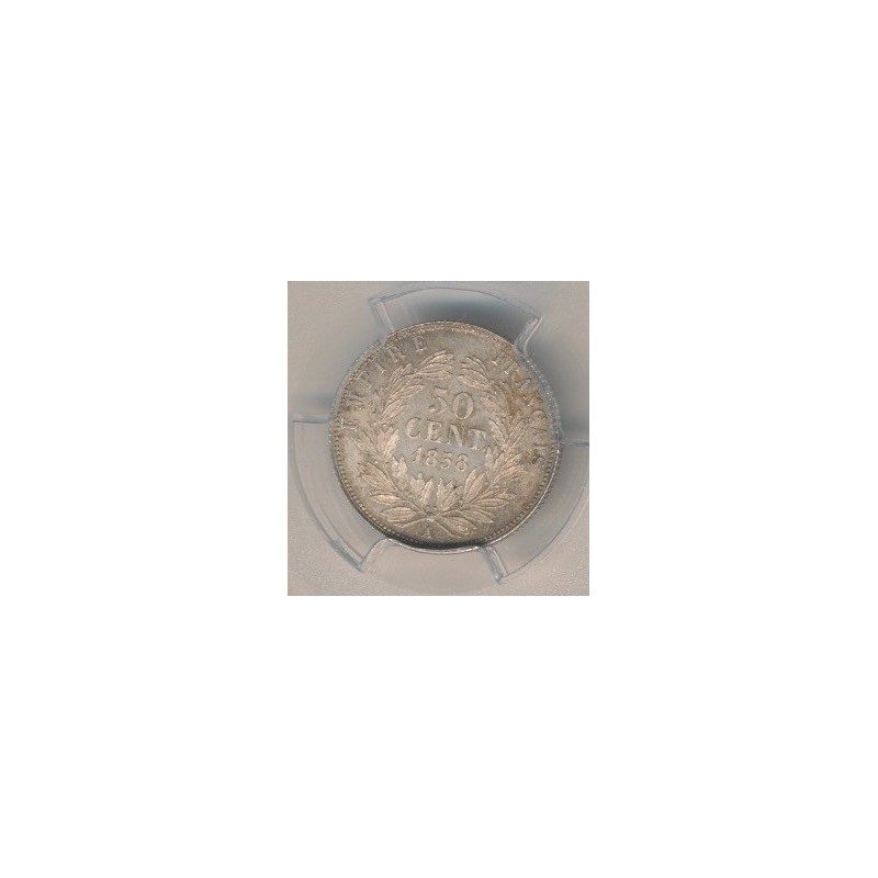 PCGS MS64 83501787 - 50 centimes Napoléon III - 1858 A Paris - Tête nue