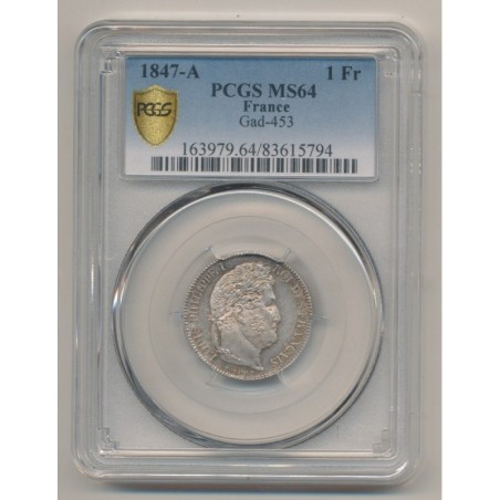 Louis Philippe I - 1 Franc - 1847 A Paris - PCGS MS64 83615794