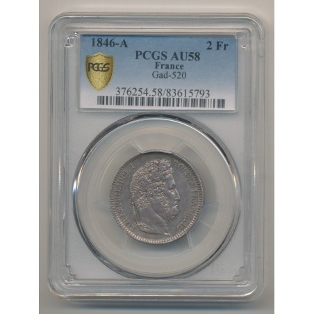 Louis philippe I - 2 Francs - 1846 A Paris - PCGS AU58 83615793