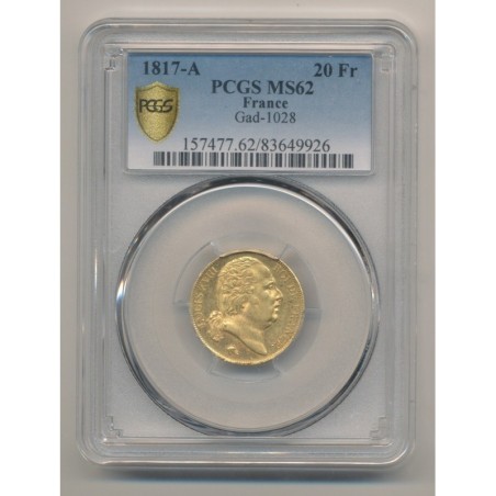 Louis XVIII - 20 Francs Or - 1817 A Paris - Buste nu - PCGS MS62 83649926