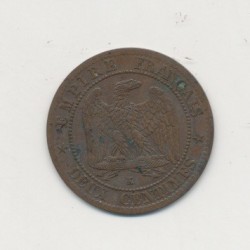 2 centimes Napoléon III - 1861 K Bordeaux - Tête laurée 2