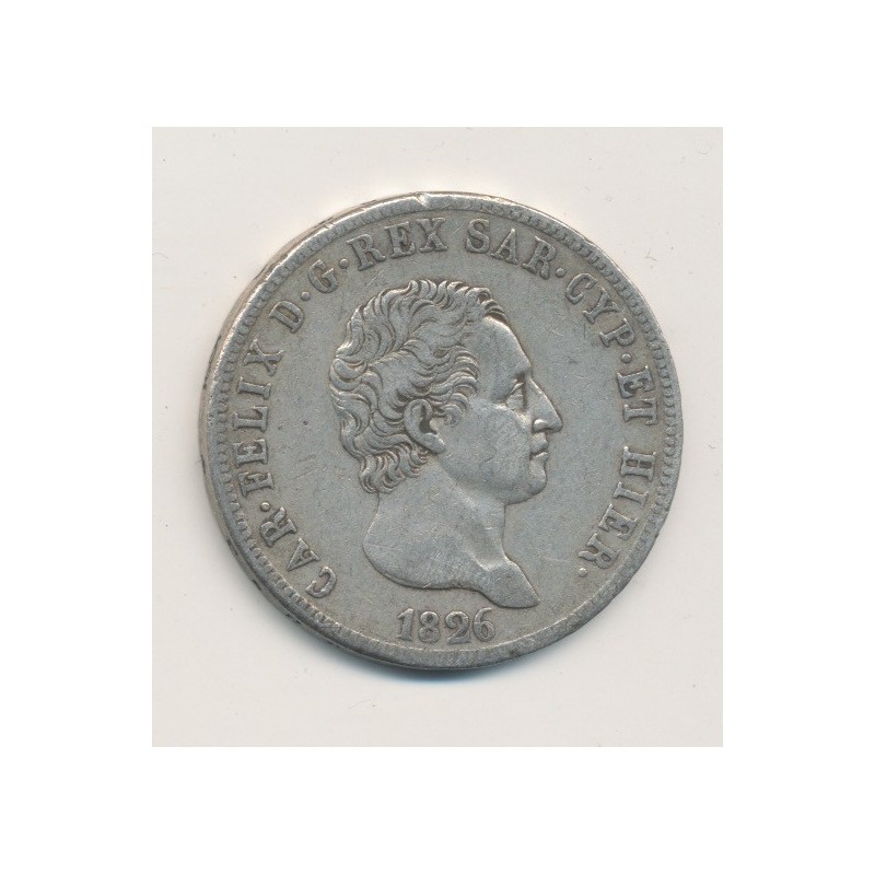 Italie - Sardaigne - 5 Lire - 1826 L - Charles Félix
