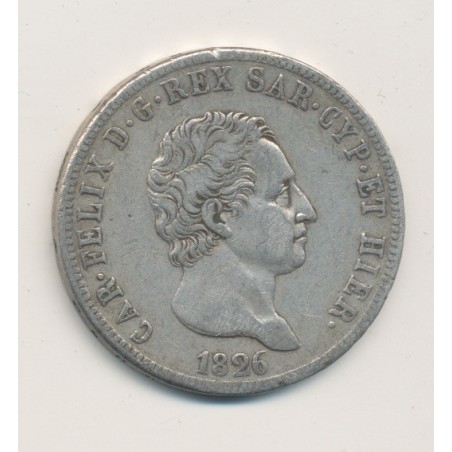Italie - Sardaigne - 5 Lire - 1826 L - Charles Félix