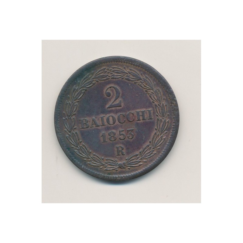 Vatican - 2 Baiocchi - 1853 VIIR - Pius IX