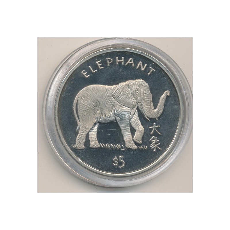 Libéria - 5 Dollars - 1997 - éléphant